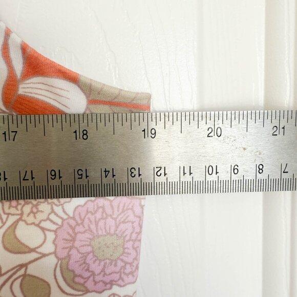 Womens Floral Stretchy Tank Top Size Large Pink Orange Tan Boho Summer - Picture 5 of 6